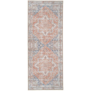 Nordic Living Modro oranžový koberec Shola 80 x 200 cm s orientálními vzory