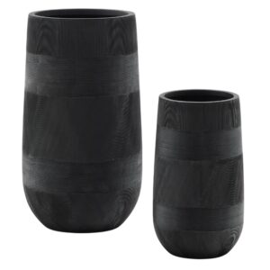 Set dvou černých zahradních květináčů Kave Home Tival Ø 24/35 cm