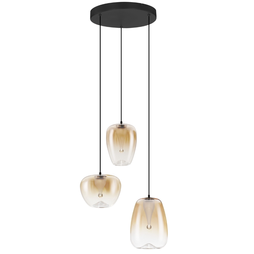 Nova Luce Jantarově hnědé skleněné závěsné světlo Oblo 41 cm