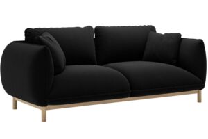 Micadoni Černá sametová dvoumístná pohovka Ada 178 cm