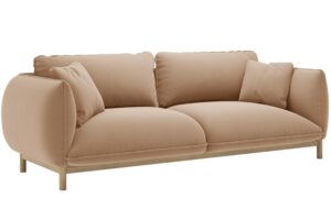 Micadoni Béžová sametová trojmístná pohovka Ada 208 cm