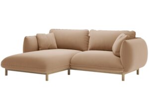 Micadoni Béžová sametová rohová pohovka Ada 214 cm