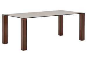 Kave Home Hnědý skleněný jídelní stůl Adularia 200 x 100 cm