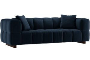 Micadoni Královsky modrá sametová rozkládací pohovka Puma 260 cm