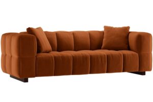 Micadoni Terakotově oranžová sametová rozkládací pohovka Puma 260 cm