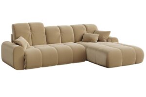 Devichy Béžová sametová rozkládací pohovka Tous 290 cm