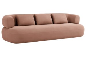 Windsor & Co Růžová sametová čtyřmístná pohovka Aldrin 226 cm