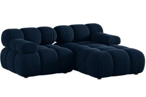 Micadoni Královsky modrá sametová rohová pohovka Bellis 188 cm
