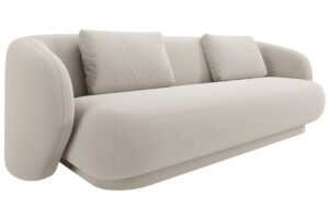 Cosmopolitan Design Krémově bílá sametová trojmístná pohovka Camden 204 cm
