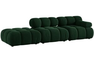 Micadoni Lahvově zelená sametová čtyřmístná pohovka Bellis 282 cm