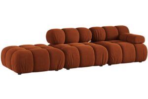 Micadoni Terakotově oranžová sametová čtyřmístná pohovka Bellis 282 cm