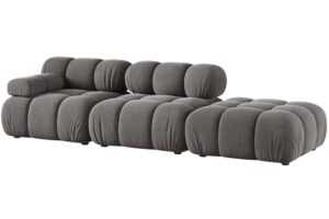 Micadoni Šedá sametová čtyřmístná pohovka Bellis 282 cm