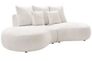 Bobochic Paris Bílá bouclé trojmístná pohovka Saint-Germain 260 cm