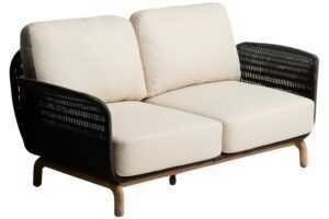 Kave Home Dřevěná zahardní pohovka Alipa 165 cm s tmavě šedým výpletem