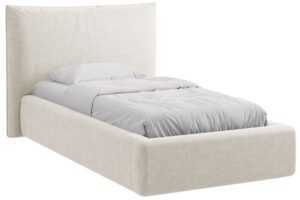 Micadoni Světle béžová žinylková jednolůžková postel Kaelle 90 x 200 cm s úložným prostorem