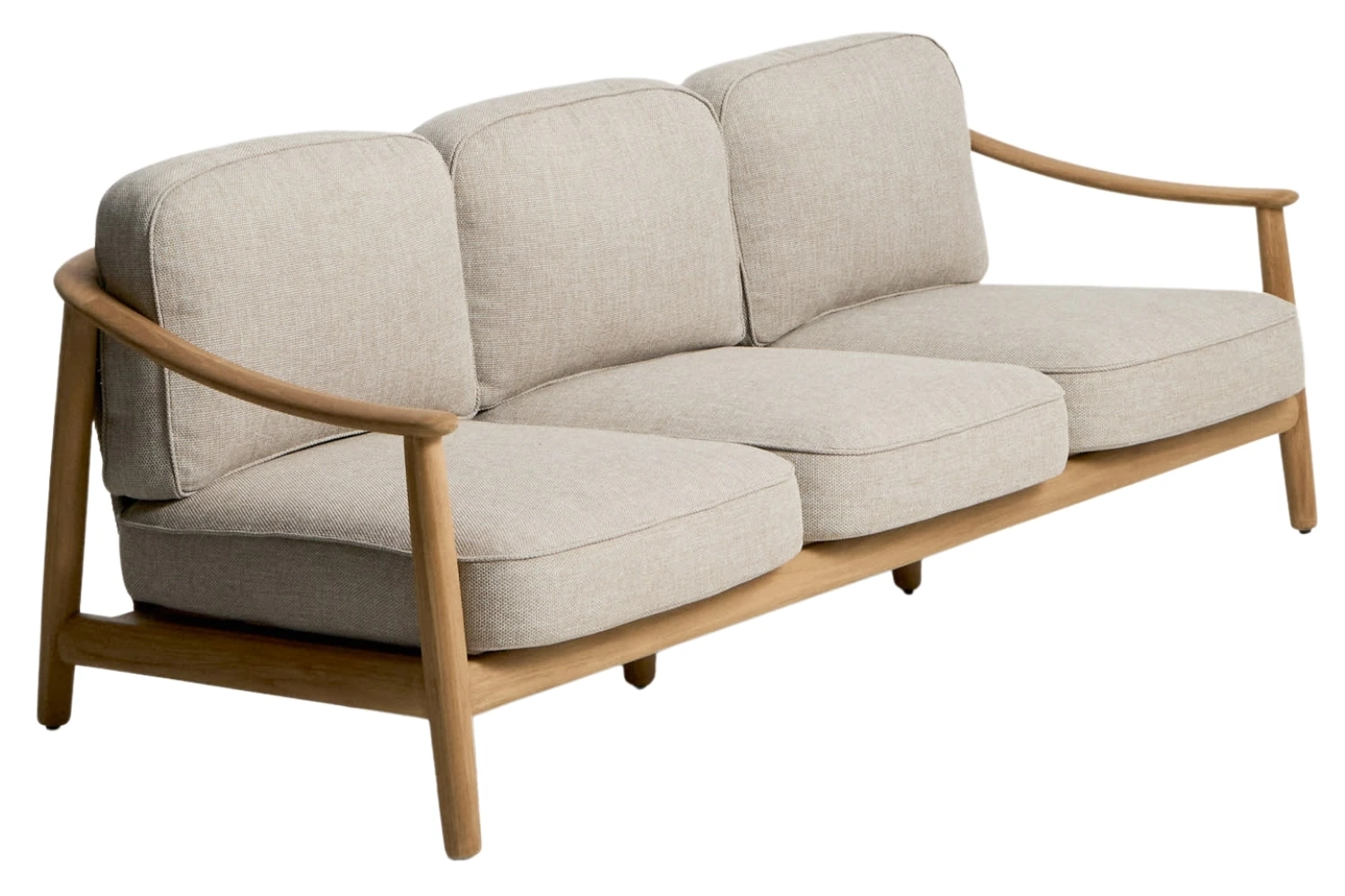 Kave Home Dřevěná zahradní trojmístná pohovka Elunda 215 cm s výpletem