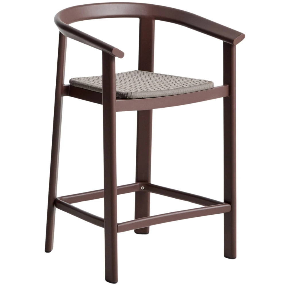 Kave Home Hnědá zahradní barová židle s výpletem Erice 65 cm