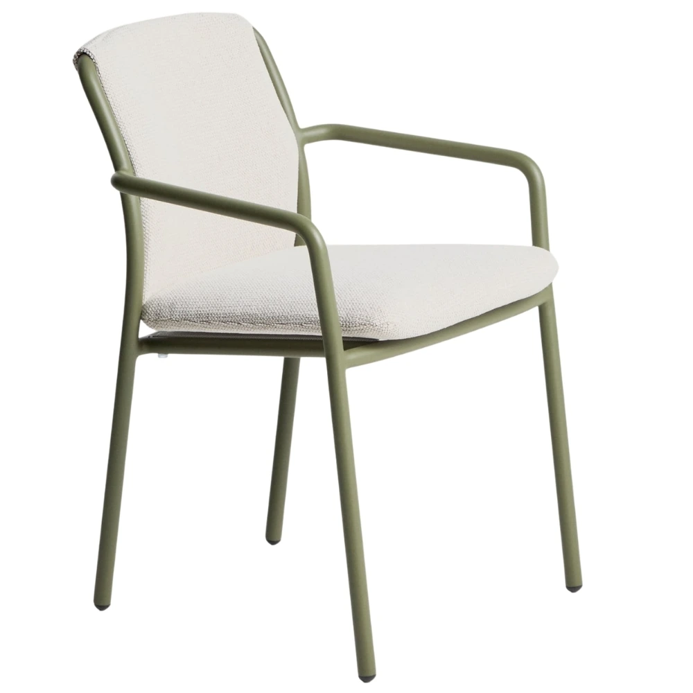 Kave Home Zelená hliníková zahradní židle Linosa s polštářem