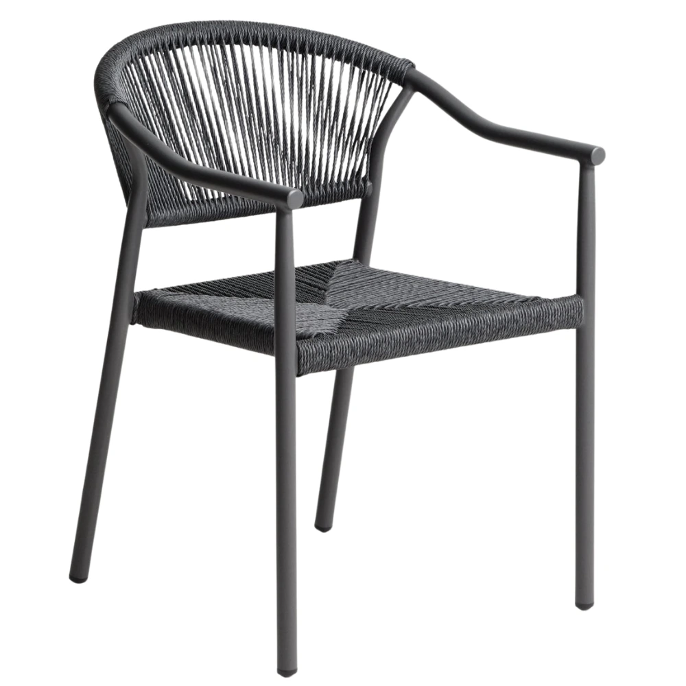 Kave Home Šedá hliníková zahradní židle Livadia s výpletem