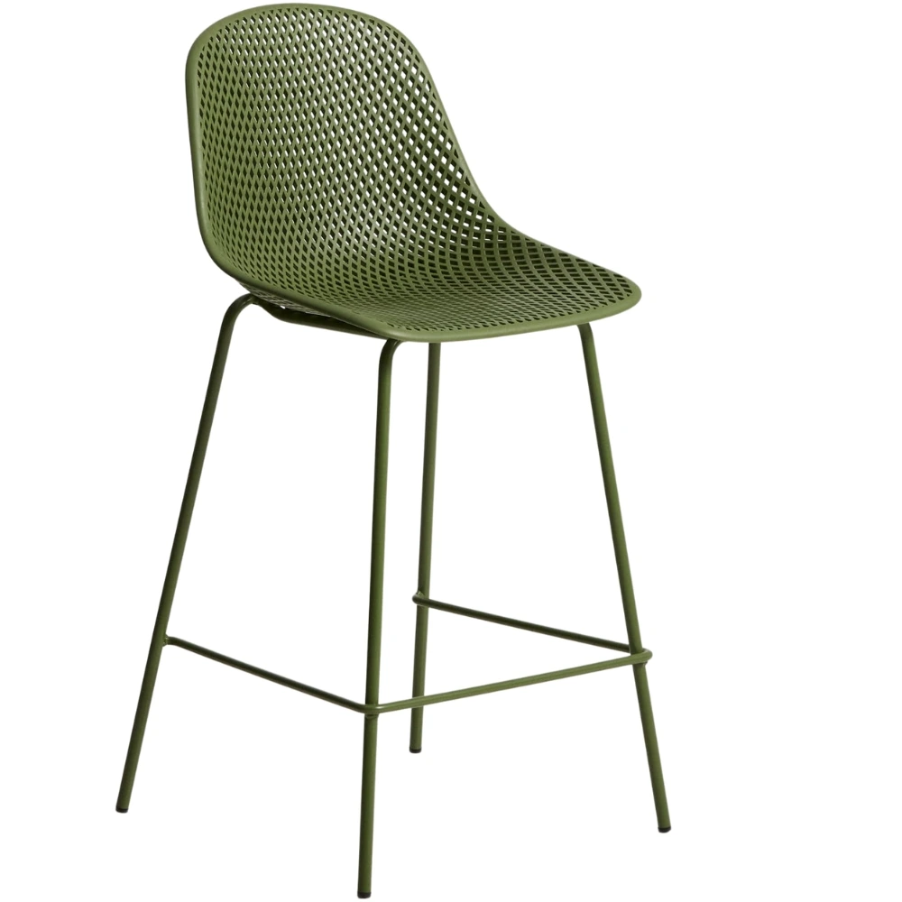 Kave Home Zelená plastová barová židle Quinby 65 cm