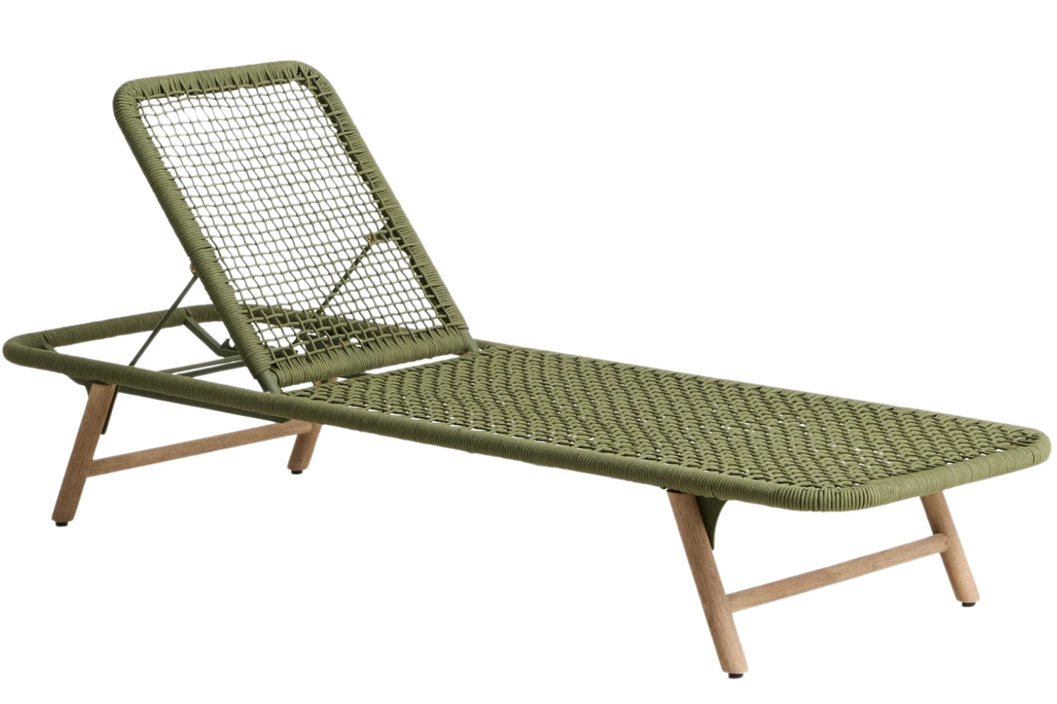 Kave Home Zelené zahradní lehátko Dandara s dřevěnou podnoží