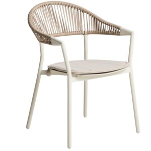 Kave Home Krémová zahradní židle Alimia s béžovým výpletem