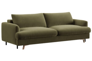 Micadoni Zelená sametová rozkládací pohovka Naomi 233 cm