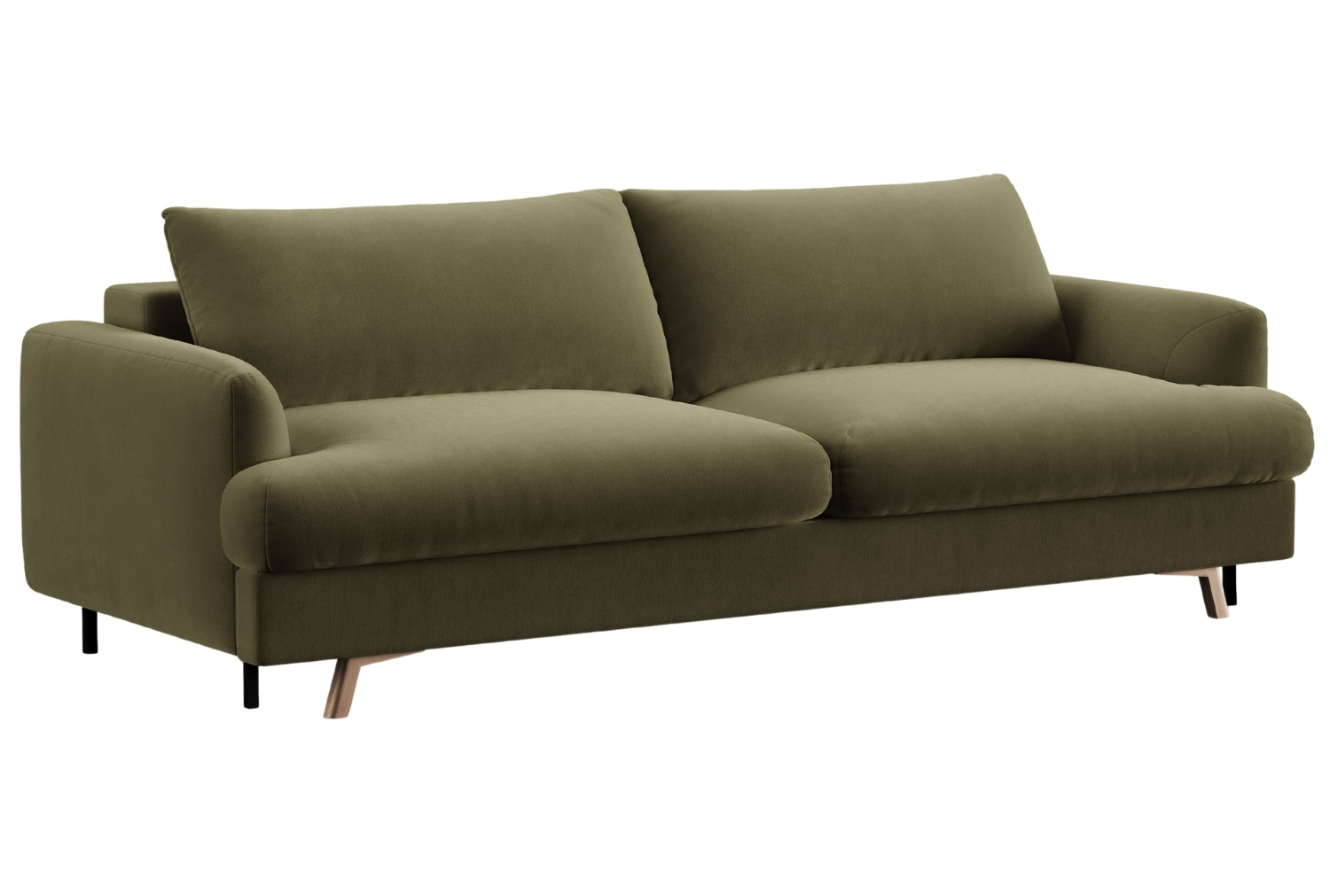 Micadoni Zelená sametová rozkládací pohovka Naomi 233 cm