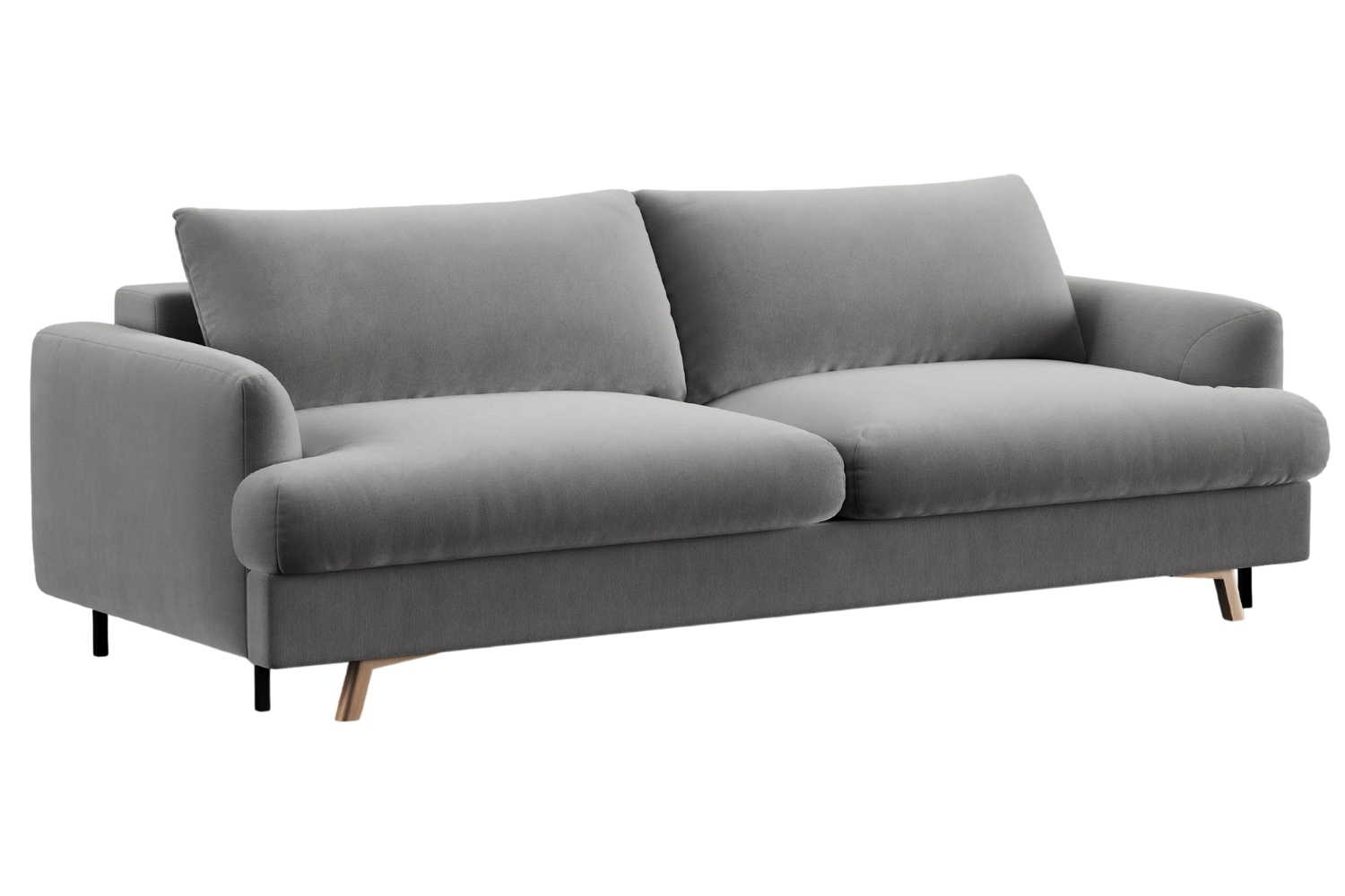 Micadoni Šedá sametová rozkládací pohovka Naomi 233 cm