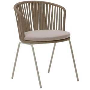 Kave Home Béžová kovová zahradní židle Saconca s výpletem