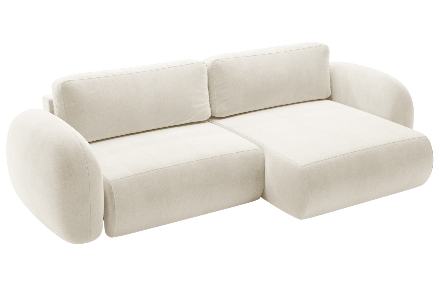 Maison Heritage Krémově bílá sametová rozkládací pohovka Kora 262 cm