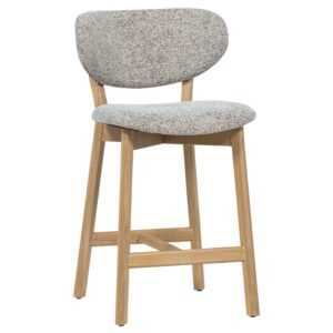 WOOOD Béžová barová židle Udar 65 cm s dubovou podnoží