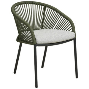 Nordic Living Zelená zahradní židle Vellano s výpletem