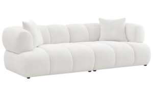 Bobochic Paris Bílá bouclé trojmístná pohovka Pamira 253 cm