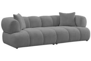 Bobochic Paris Tmavě šedá bouclé trojmístná pohovka Pamira 253 cm