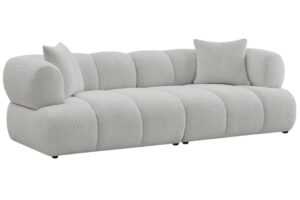 Bobochic Paris Světle šedá bouclé trojmístná pohovka Pamira 253 cm