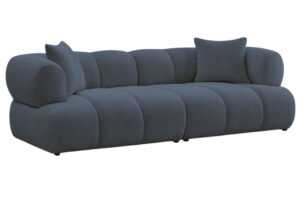 Bobochic Paris Tmavě modrá bouclé trojmístná pohovka Pamira 253 cm