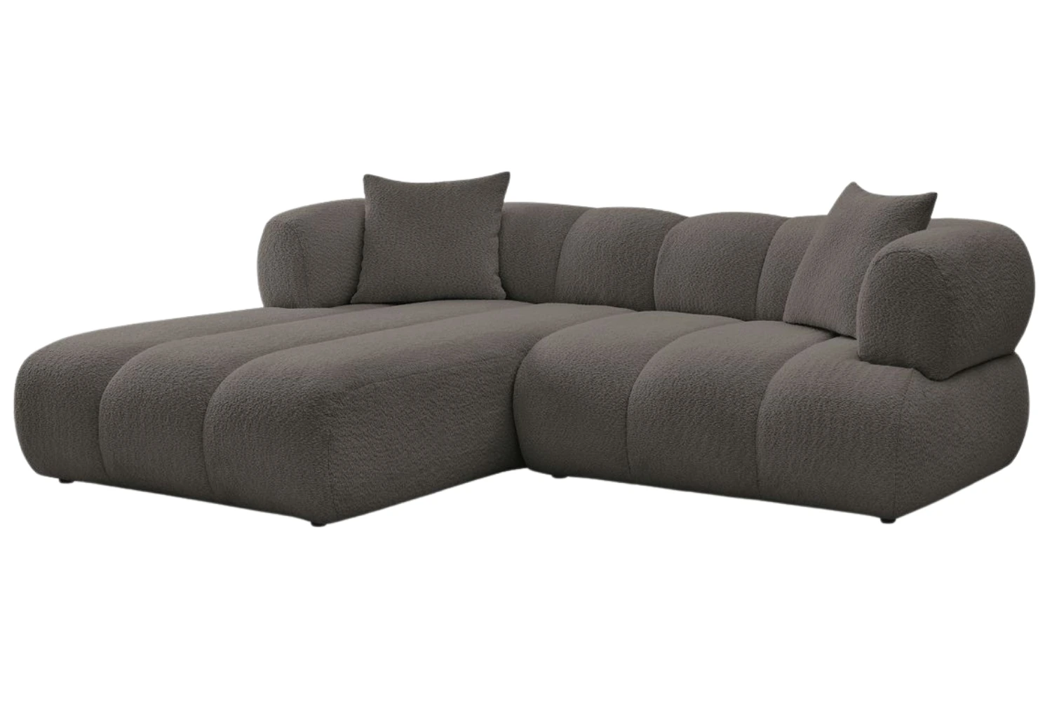 Bobochic Paris Hnědá bouclé rohová pohovka Pamira 253 cm