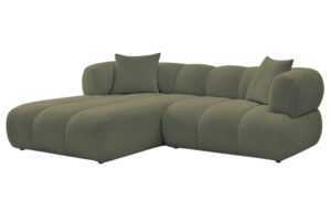 Bobochic Paris Zelená bouclé rohová pohovka Pamira 253 cm