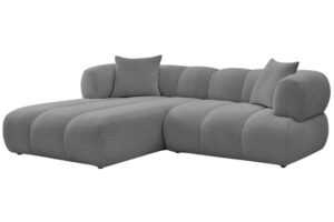 Bobochic Paris Tmavě šedá bouclé rohová pohovka Pamira 253 cm