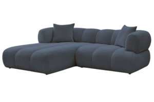 Bobochic Paris Tmavě modrá bouclé rohová pohovka Pamira 253 cm