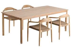 Kave Home Dřevěný zahradní set stolu Sori a čtyř židlí  Nina