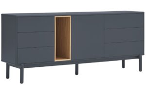 Antracitově šedá lakovaná komoda Teulat Corvo 180 x 40 cm