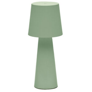 Kave Home Mátově zelená kovová zahradní stolní LED lampa Arenys M