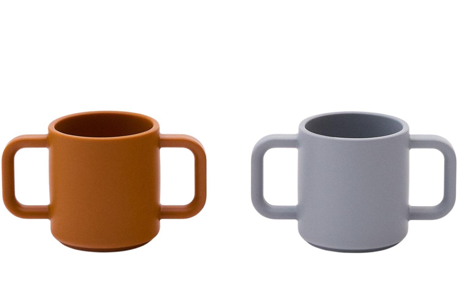 Kave Home Oranžovo-šedý set dvou silikonových hrnků Lili 180 ml