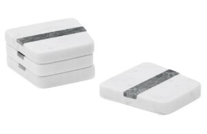 Set čtyř bílo-zelených mramorových podtácků Kave Home Nira