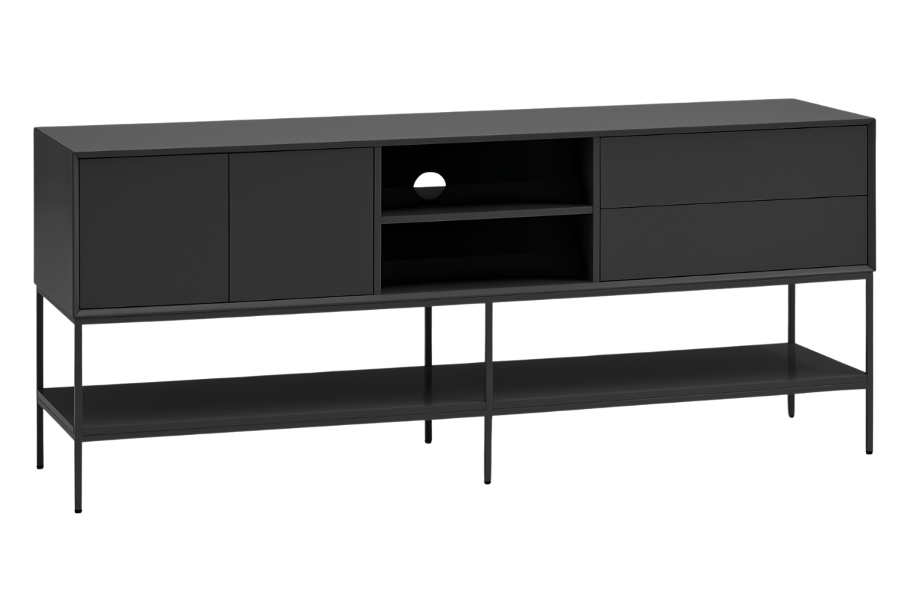 Černý TV stolek Teulat Platt 175 x 45 cm