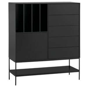 Vysoká černá komoda Teulat Platt 120 x 45 cm