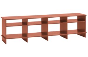 Cihlově červený lakovaný TV stolek Teulat Inari 180 x 40 cm
