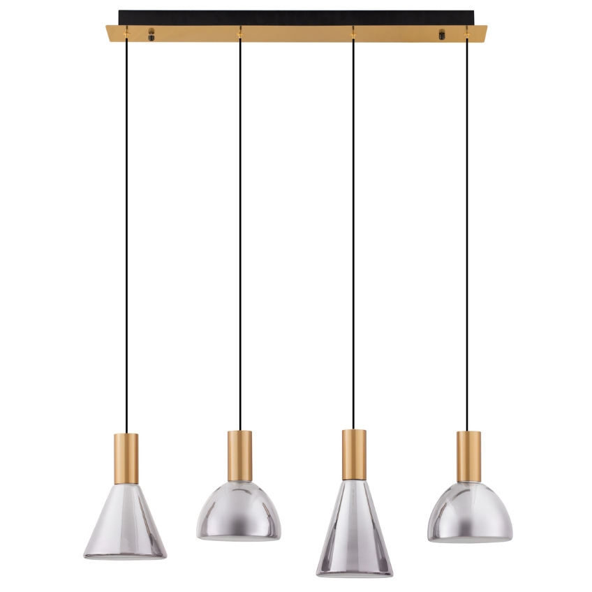 Nova Luce Kouřově šedé skleněné závěsné LED světlo Voi 78 cm